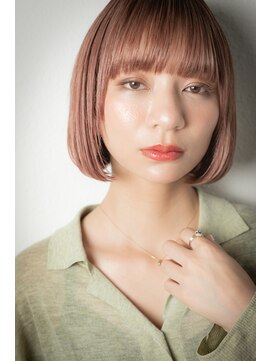 カバーヘア ブリス 大宮西口(COVER HAIR bliss) チェリーレッド艶感ストレート切りっぱなしボブt大宮20代30代