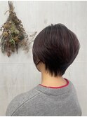 ひし形小顔レイヤーカットハンサムショートショコラブラウン
