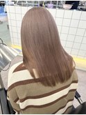 透明感顔周りレイヤーミルクティーベージュグレージュ暗めカラー