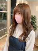 愛され大人ガーリー厚めバングロングヘア 豪徳寺梅ヶ丘美容室