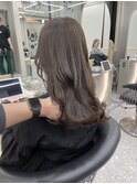 ★斜めバングミディアムヘアグレージュカラーシルキーベージュ★