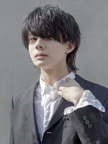 小久保Style☆ハイライトアッシュブラックマッシュパーマウルフ