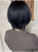 ネイビーカラー/ケアブリーチ/ショート/韓国