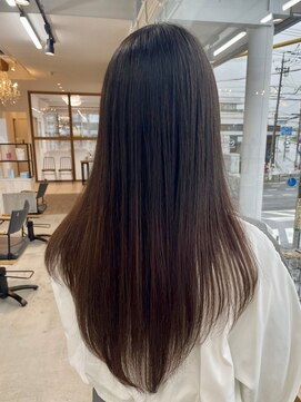 グランデュール 東静岡池田店(GRANDEUR) ブルーブラックブリーチグレージュ髪質改善トリートメント30代