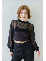 ミューク ハッピーヘアライフ 寺田町北口店(ｍieuxque happyhairlife)&nbsp;ウルフカットくびれヘアアプリコットオレンジハイライトカラー