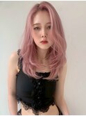 レイヤーロング美髪くびれワンカールペールピンク