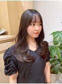 ワンカール ロングレイヤー シースルーバング 顔まわりカット
