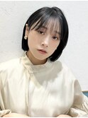 オリーブグレー/ボブ/顔周り/小顔/レイヤー/髪質改善/縮毛矯正