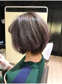 ラベンダーグレージュショートボブ