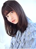暗髪ダークアッシュミディアム