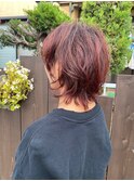ショートウルフ×ピンクベージュカラー