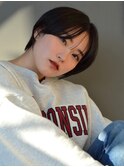 グレージュ　シースルーバング　ショートボブ【天神/今泉】