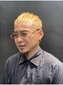 【原田】メンズ クロップ バーバースタイル フェード　ブリーチ