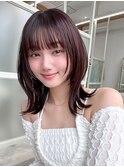 韓国風美髪外ハネボブくびれミディアムレイヤーワイドバング
