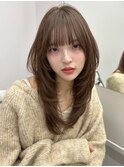 顔周りカット 小顔カット 透明感カラー オリーブベージュ 20代