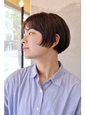 20代/30代/美シルエット★シースルーバング丸みショートボブ