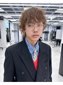 メンズミディアムマッシュウルフパーマ外国人風