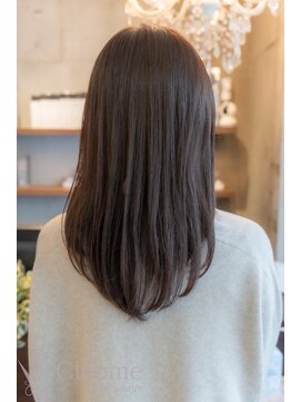 クレオメバイスーリール(Cleome by sourire) シースルーバング大人ガーリーミディアムレイヤーカット黒髪美髪