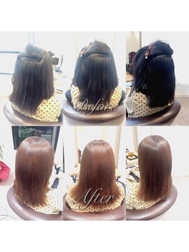 ノーブロー 酸性縮毛矯正専門技師(No.Blow) カラー同時施術☆トーンアップ酸性縮毛矯正。