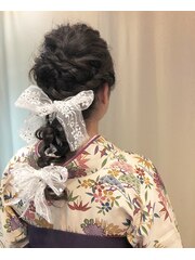 【下北沢＊I'll b hair＊】袴に似合う編みおろしリボンアレンジ