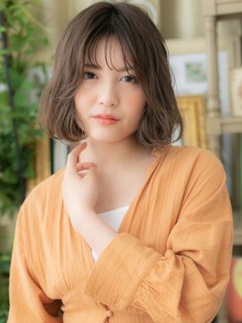 カバーヘア ブリス 川口(COVER HAIR bliss) 前下がりシースルーバングくせ毛風小顔ボブa川口20代30代40代