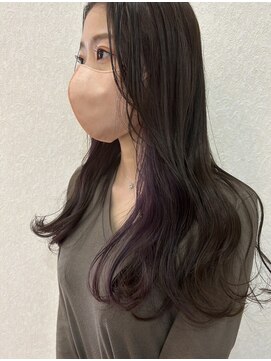 アグランテトラ 野田阪神店(a Gland tetra) 大人女性上品毛先ウェーブロングセンターパート 暗髪ブラウン