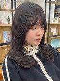 丸型卵形韓国顔まわりレイヤーカットエアリーロング美髪立川
