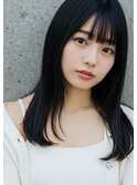美髪ワイドバングイメチェンメルティカラーロングストレート