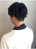 メッシュ ホワイトブロンド ニュアンスパーマ メンズパーマ 20代