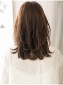 □くすみベージュ小顔ミディアムウルフカット416-2川口30代40代