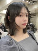 韓国ヘアグレージュカラーブリーチ無し髪質改善イヤリングカラー