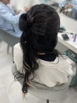 リボンアレンジ/ヨシンモリ/ヘアセット/渋谷/ハーフアップ/