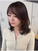 レイヤーカットハッシュカットミディアムレイヤー顔周り前髪韓国