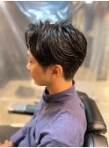 ルーズセンターパートルーズヘア癖毛風パーマ