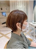 【津賀 涼】ショートグレージュカラーボブウルフココアベージュ