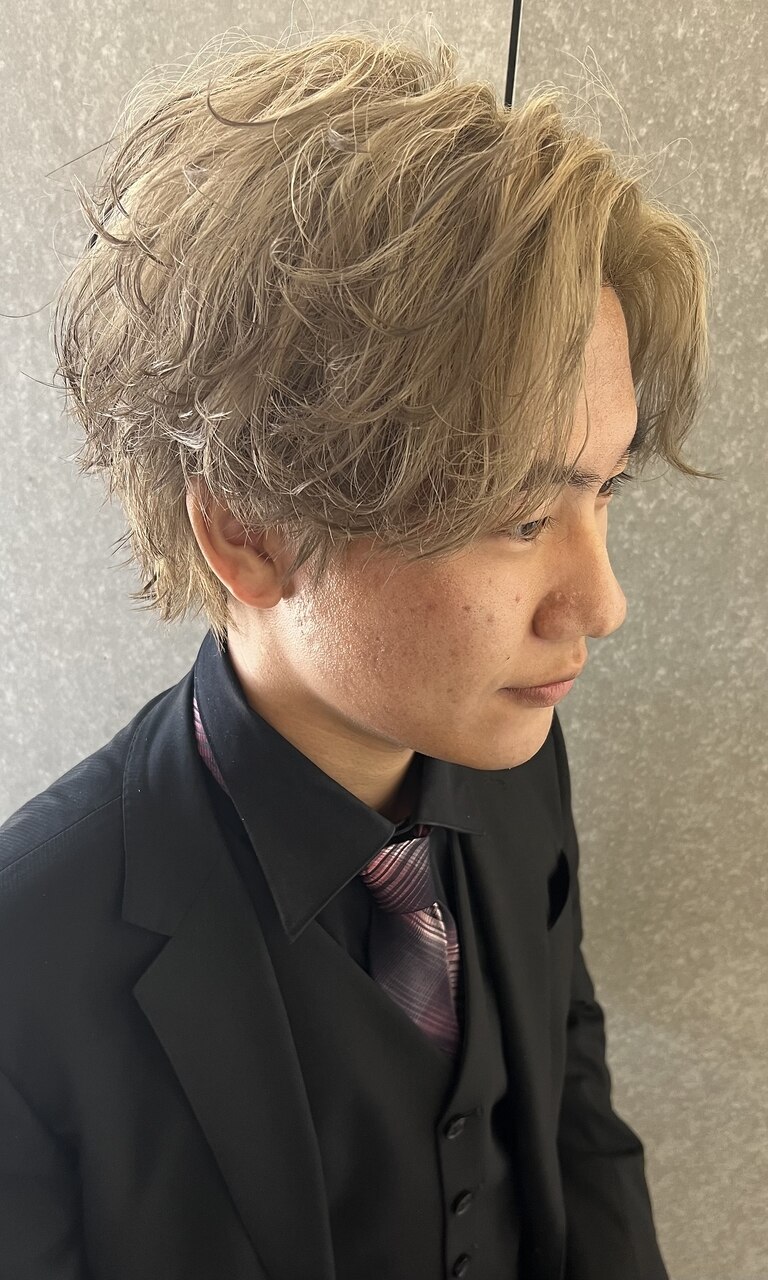 パーマ メンズナチュラルセンターパートゆるふわパーマシャドウパーマ