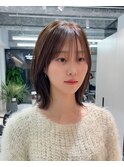 大人ボブ銀座レイヤーカット有楽町ミディアムボブベージュ