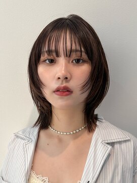 ジョエミバイアンアミ(joemi by Un ami) ★ボブフェイスレイヤーカットくびれヘアアプリコットオレンジ