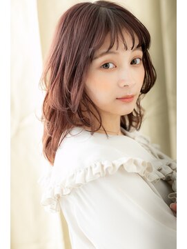 カバーヘア ブリス 志木南口駅前店(COVER HAIR bliss) チェリーレッド大人可愛い波巻き毛先パーマA0志木20代30代