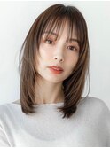 20代30代ミディアム顔周りレイヤーカット髪質改善トリートメント