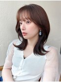 20代30代顔まわりレイヤー/似合わせカット/ ダークアッシュ