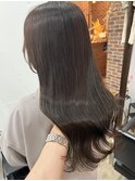 レイヤーボブハイライトカラーミルクティーベージュ