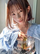 テトヘアー(teto hair) 切りっぱなしボブ、ピンクベージュ、シースルーバング