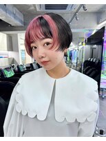 レコ 渋谷(LECO)&nbsp;ピンクの前髪デザインカラー
