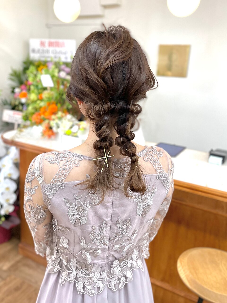 結婚式用 テッドアレンジ オーダーメイド ペアテディーベアー ヘアアレンジ/ツインテール/編みおろし/結婚式/ヘアセット：L184571289
