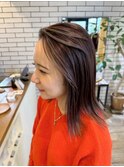 インナーカラーフェイスフレーミング軽やかハイライトミディアム