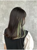 インナーカラーブリーチカラーライムベージュオリーブ髪質改善