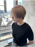 ブリーチ有りのダブルカラー ジンジャーベージュ