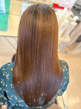 ウェーヴ 浜松小豆餅店(wave) アプリコットオレンジカラー艶ストレート