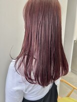 ヘアー アイス 御器所本店(HAIR ICI)&nbsp;大人可愛いレイヤー暖色ピンクカラーブリーチなしダブルカラー